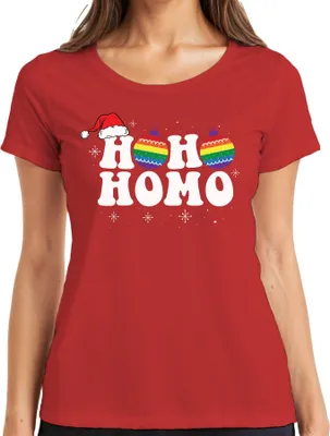 Produktbild von Ho Ho Homo LGBTQ Weihnachtsoutfit - Weihnachten Weihnachtsgeschenk Christmas Damen T-Shirt, Rot, L