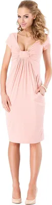 Produktbild von Damenn Minikleid Top Kleid V-Ausschnitt ; Lachs M/L 38/40
