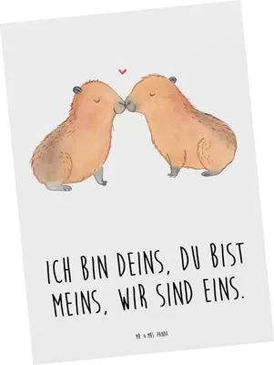 Produktbild von Mr. & Mrs. Panda Postkarte Capybara Liebe - Weiß - Geschenk, Paar, Lustige Sprüche, Valentinstag, kunstkarte, Ansichtskarten, Beziehung, Postkarten, bildkarte