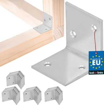 Zdjęcie produktu dla KOTARBAU® 50 szt. Łącznik kątowy 35 x 35 x 35 mm stal ocynkowana srebrny kątownik do dużych obciążeń łącznik do belek kątownik meblowy kątownik blacha drewniana łącznik półka kątownik metalowy stabilny trwały kątownik stalowy