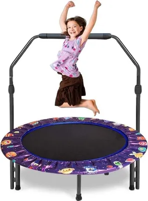 Produktbild von Mini-Trampolin, Durchmesser 92 cm, Trampolin für Kinder, mit faltbarem Bungee-Rebounder, Sprungtrampolin mit verstellbarem Griff und Sicherheitskissen, Trampolin für drinnen und draußen, für Jungen und Mädchen von 2 bis 4 Jahren