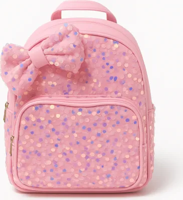 Produktbild von Kinderrucksack Glitzer Mädchen, Pailletten Rucksack Kinder, Prinzesinnenrucksack Kindergarten Kita mit Vordertasche Rosa