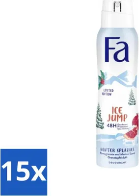 Obrázok produktu pre Fa - Dezodorant v spreji - Winter Splashes Ice Jump - Cool - 48-hodinová ochrana - 150 ml - Hodnotné balenie - 15 kusov