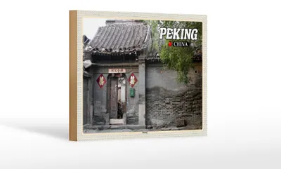 Produktbild von Holzschild Reise 18x12 cm Peking China Hutong Geschenk Dekoration