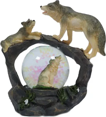Produktbild von Glitzerkugel Wölfe, Schneekugel Tier Tiere Schneekugeln Waldtier Wolf