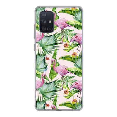 Produktbild von MuchoWow® Handyhülle Schutzhülle Hülle für Samsung Galaxy A51 Flamingo - Pflanzen - Muster Silikon Softcase Handy Hülle - Schutzabdeckung