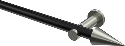 Produktbild von Interdeco Gardinenstange / Vorhangstange Schwarz / Edelstahl-Optik, Typ Platon Savio (Kegel) ohne Ringe, 20 mm Ø 1-läufig, 520 cm