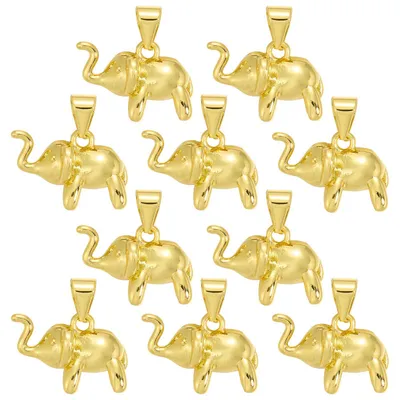 10 süße 3D-Elefantenanhänger, 18K vergoldet, Messing, DIY-Schmuck