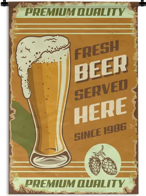 Produktbild von MuchoWow® Wandteppich Wandbehang Mancave - Bier - Jahrgang - Premium 120x180 cm Tapisserie Dekoration Wandtuch - Schlafzimmer - Dekorationen für das Haus