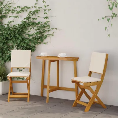 Produktbild von 2 Bistrostühle für den Außenbereich aus cremeweißem Akazien-Massivholz