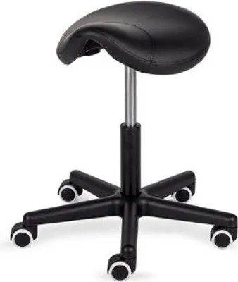 Produktbild von Habys Rollhocker, Sattelhocker, Höhenverstellbar, Arbeitshocker, Drehstuhl, Drehhocker, Kosmetikhocker, Praxishocker, Bürohocker, Lumo Schwarz