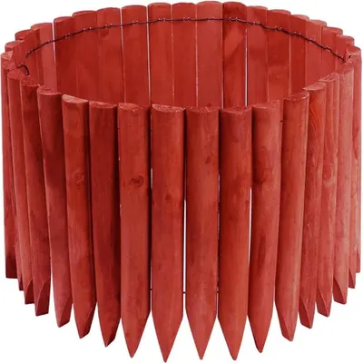 Obrázek produktu pro Venkovní ohradník - dřevěný dekorativní ohradník (120 cm x 30 cm, červený) pro zahradu a trávník