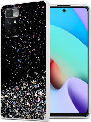 Immagine prodotto di Cadorabo custodia per Xiaomi RedMi 10 custodia protettiva in nero custodia per telefono cellulare TPU custodia cover glitter glitter