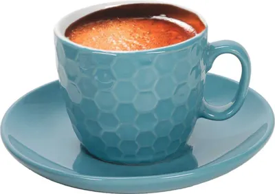 Produktbild von Espresso-Tassen Set 8 tlg., Keramik Tasse mit Untertasse, Volumen je 90 ml, hellblau
