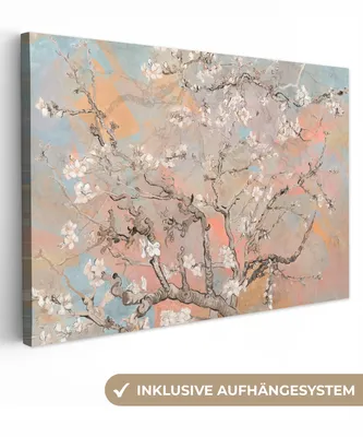 Produktbild von MuchoWow® - Leinwandbilder - Mandelblüte - Kunst - Van Gogh - Pastell, Wandbild, Wanddeko Bilder Wohnzimmer, 120x80cm