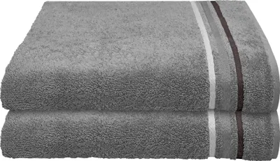 Produktbild von Schiesser Frottier Duschtuch Skyline Color im 2er Set | 100% Baumwolle aus nachhaltiger Produktion | saugstark, weich, farbecht | 70x140cm | Dunkelgrau | Anthrazit