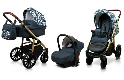 Produktbild von BabyLux® Aspero | 3in1 Kinderwagen Set | Grey Moro | Kombikinderwagen | Kinderwagenset | Buggy +