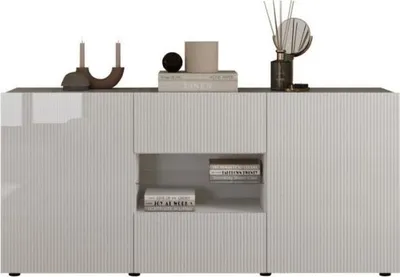 Image de Buffet - RICCIONE - Blanc laqué brillant - 2 portes - 2 tiroirs - 181 x 42 x 84 cm