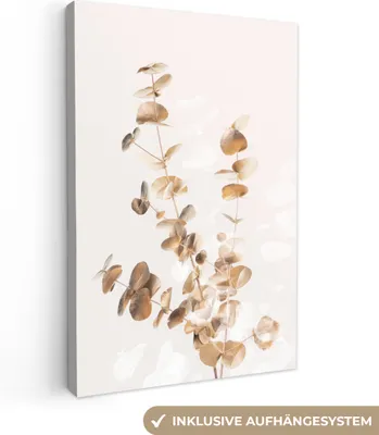 Produktbild von MuchoWow® - Leinwandbilder - Eukalyptus - Gold - Blätter - Luxus - Natur, Wandbild, Wanddeko Bilder Wohnzimmer, 20x30 cm