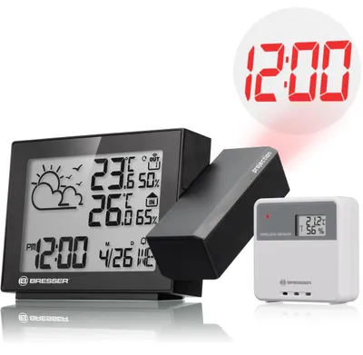 Produktbild von Bresser MeteoTemp P Wetterstation Funk mit Außensensor, Projektion