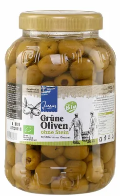 Produktbild von Grüne Oliven  ohne Stein 860g Jassas GR-BIO-15