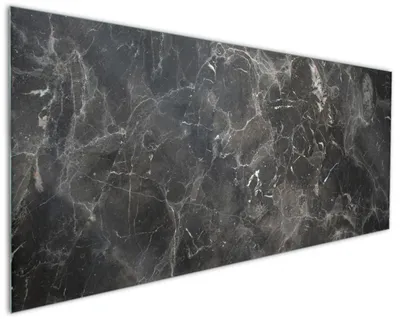 Produktbild von Wallario Küchenrückwand aus Glas, Größe: 125 x 50 cm, Motiv: Schwarze Marmor-Optik | Spritzschutz | abwischbar | pflegeleicht | in