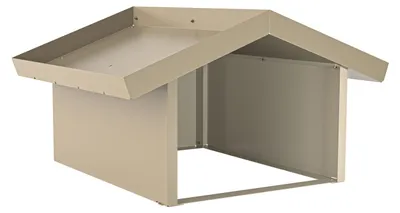 Immagine prodotto di hiyard Mährobotergarage angle / Wetterfeste Mähroboter-Garage & Schutzdach für Rasenroboter / perlbeige & rostbraun / Länge 777 mm · Breite 890 mm · Höhe 510 mm
