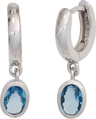 Produktbild von JOBO Creolen 925 Sterling Silber rhodiniert 2 Zirkonia Ohrringe Klappmechanik