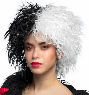 Produktbild von Cruella-Perücke Pantomimen-Perücke schwarz-weiss - Einheitsgröße