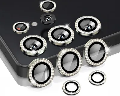 Produktbild von Kamera Linsenschutz Glas Set mit Schmucksteinen für Samsung Galaxy S25 Ultra Schutzglas Camera Linse Panzerfolie 9H Titan Grau