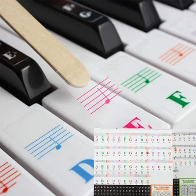 Produktbild von Klavier Keyboard Aufkleber für Anfänger - 49/54/61/88 Tasten