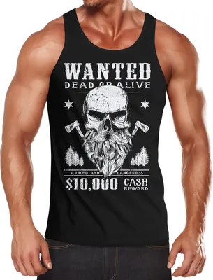 Produktbild von Herren Tank-Top Holzfäller Totenkopf mit Bart Neverless® schwarz S