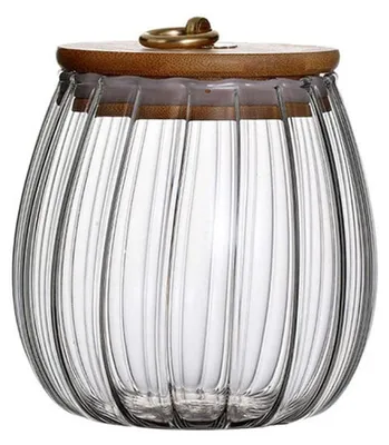 Glas-Vorratsdose 750 ml, luftdicht, Kürbisform, Holzdeckel
