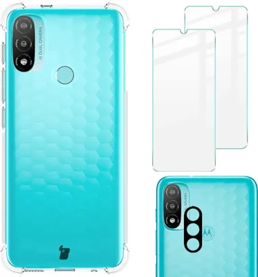 Produktbild von Bizon Case Clear Pack Hülle + 2x Displayschutzglas + Objektivglas Moto E20 klar