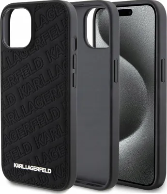 Imagen del producto de Funda Karl Lagerfeld con estampado acolchado "K" para iPhone 15 - Color negro