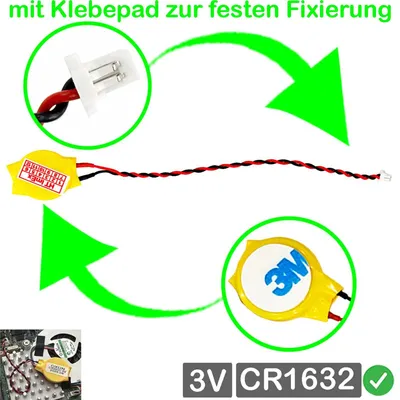 Produktbild von RTC CR1632 BIOS Batterie CMOS Knopfzelle Akku Battery mit Steckerkabel für Panasonic Toughbook CF-33 MK2 DDR4, CF-33GZ05DB4