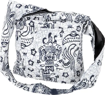 Produktbild von Sadhu Bag, Schulterbeutel, Hippie Tasche - Weiß, Uni - Erwachsene, Blau, Baumwolle, 30*32*10 cm, Alternative Umhängetasche, Handtasche aus Stoff