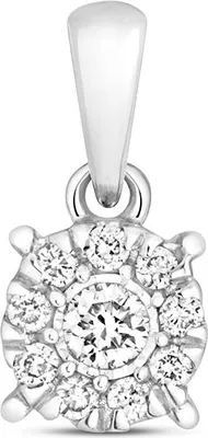 Produktbild von Funkelndes Feuer Eleganter 9 Karat (375) Weißgold Damen - Diamant Anhänger Brillant-Schliff 0.06 Karat H - I1 - 9mm*4mm; TRS214249KW