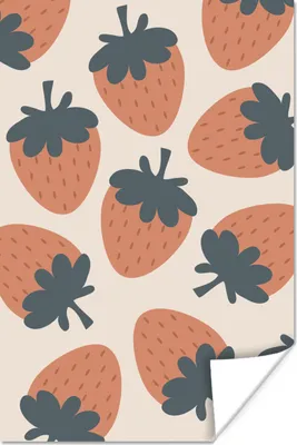 Produktbild von MuchoWow® Poster Obst - Pastell - Erdbeere - Muster 80x120 cm - Papierdruck