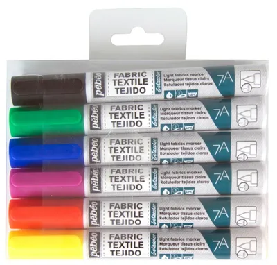 Produktbild von Pebeo Setacolor Light Fabrics Marker Set 7A, 6er-Pack