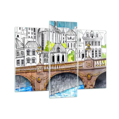 Produktbild von Bilder auf glas - Frankreich brücke zeichnung - 130x100cm - Glasbilder - Wandbilder - Kunstdruck - zum Aufhängen bereit - Wanddekoration aus Glas - Glas Bilder - Wandbild auf Glas - GCB130x100-2826