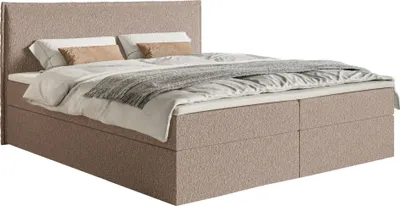 Produktbild von Selsey Softie – Boxspringbett 140x200 cm mit Topper und Stauraum, Chenille, Dunkelbeige