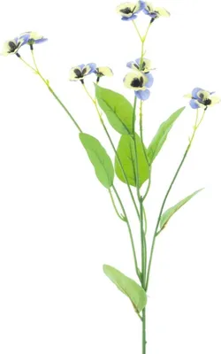 Produktbild von artplants.de Künstlicher Zweig Stiefmütterchen YENIA, hellblau-hellgrün, 60cm - Kunstblumen Zweig