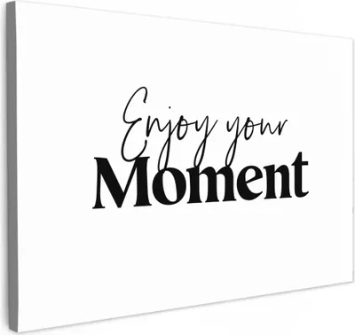 Produktbild von MuchoWow® - Leinwandbilder - Zitate - Genieße den Augenblick - Weiß - Sprichwort, Wandbild, Wanddeko Bilder Wohnzimmer, 30x20 cm