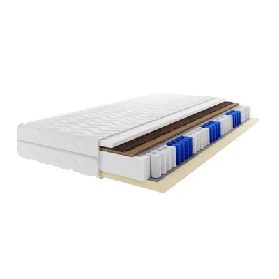 Zdjęcie produktu dla Materac dwustronny pocketowy Cassia 140x200 cm piankowy hipoalergiczny z 7 strefami komfortu z matą kokosową i końskim włosiem H3/H4 grubość 22 cm