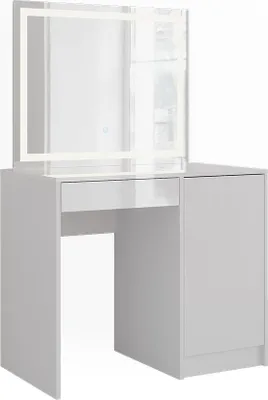 Produktbild von Schminktisch Vicco Sherry Weiß/Weiß Hochglanz 89.8 cm mit LED-Spiegel, Model 57706