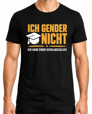 Imagen del producto de Camiseta negra para hombre, talla S, con el mensaje "Ich gender nicht" (No me identifico con ningún género) y un toque de sarcasmo