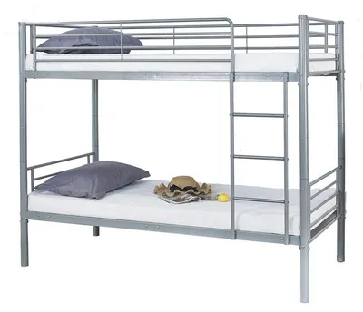 Stapelbett aus Metall, Einzelbett, Grau, 90x190 cm