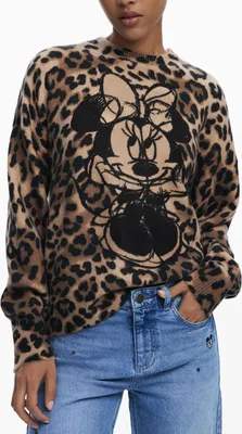 Produktbild von Trendiger Damenpullover in Braun mit Muster und hohem Kragen