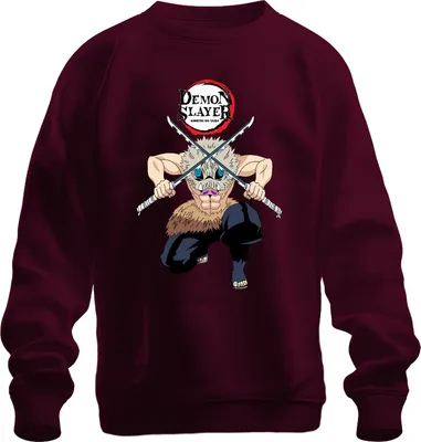 Produktbild von Demon Slayer Inosuke Kimetsu no Yaiba Ebermaske Anime Geschenk Uni Sweatshirt Pullover, Burgundy, L